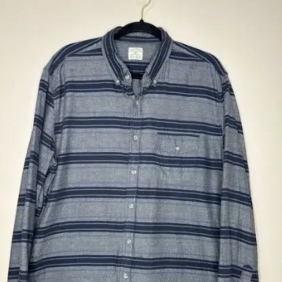 Vtg 90s Y2K Men’s J Crew 100% Cotton Striped Button Down Workshirt Size L - Picture 1 of 6